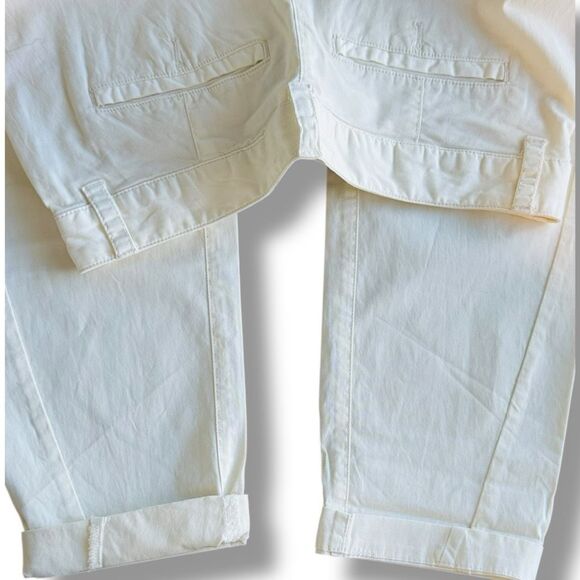 Anthropologie Women's Cream Pleated Cropped Straight Leg Trousers Size 26 - Picture 6 of 10